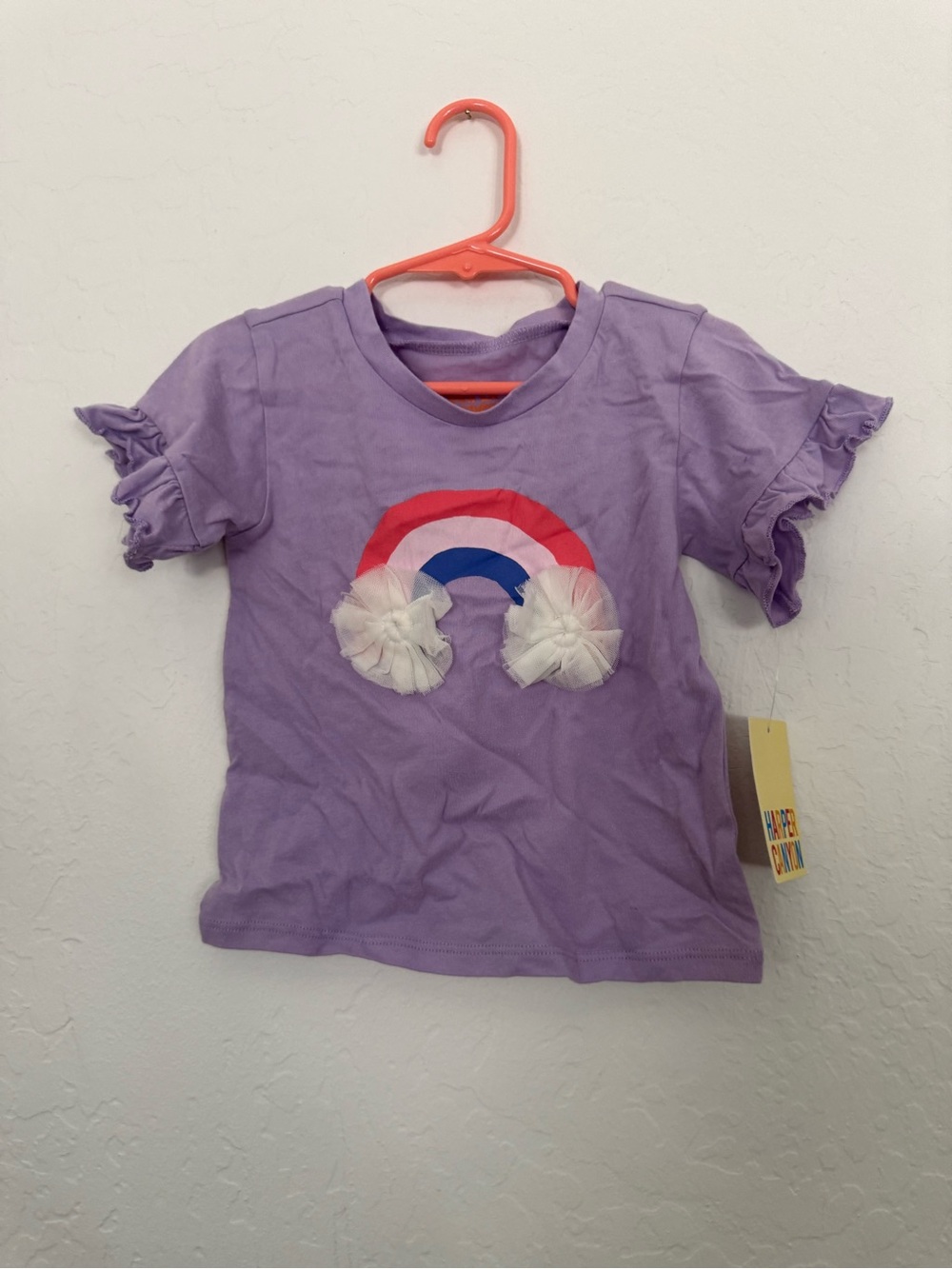 Harper Canyon Lavender Rainbow Tee with Ruffle Sleeves